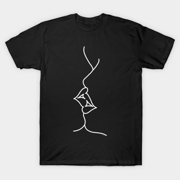 Minimalist Kiss Graphic Design Minimalism Line Art T-Shirt by DoubleBrush